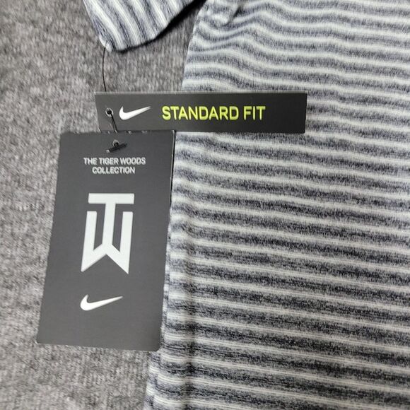 Nike x Tiger Woods Men's Gold Polo Short  Size L Gray White Striped Performance - Picture 6 of 14
